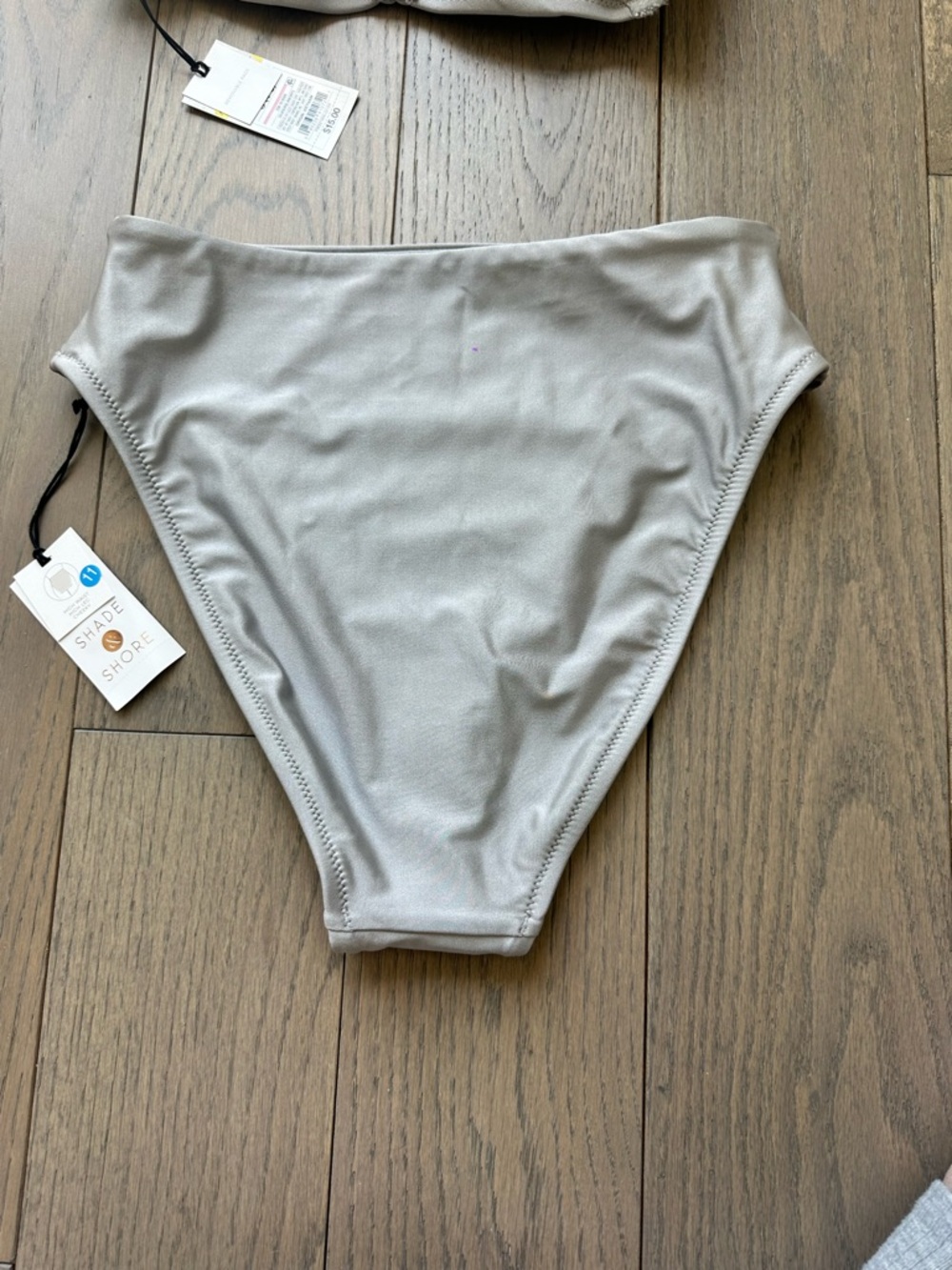 Shade & Shore Metallic Silver Ruched Bandeau Bikini Set - Picture 4 of 8